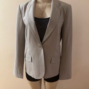 Theory Women's Single Button Wool Blazer In Light Gray Size 10.